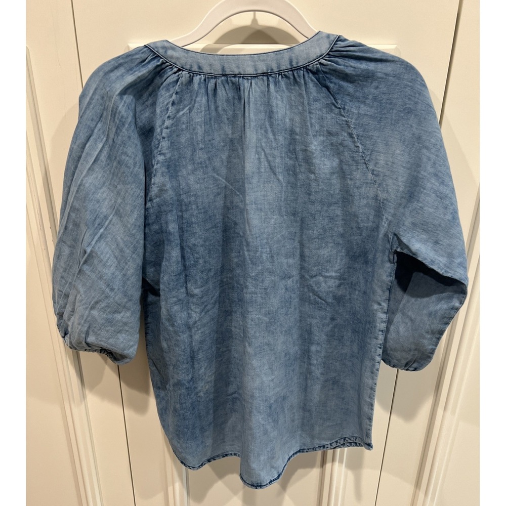 Dylan Jolie Embroidered Chambray Top Size Large Blue Boho Western Festival - Picture 4 of 8